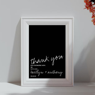 Modern Black & White Script Minimalistic Wedding Poster