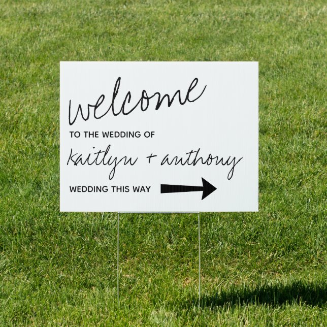 Modern Black & White Script Minimalistic Wedding Sign (Insitu)
