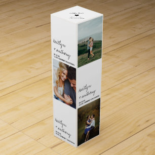 Modern Black & White Script Minimalistic Wedding Wine Box