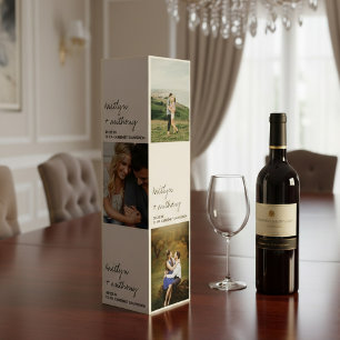 Modern Black & White Script Minimalistic Wedding Wine Box