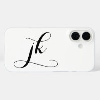 Modern Black White Script Monogram Name