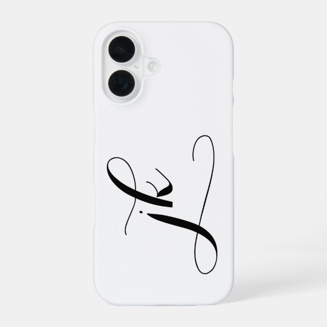 Modern Black White Script Monogram Name Iphone Case (Back)