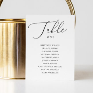 Modern Black & White Script Wedding Seating Chart Invitation