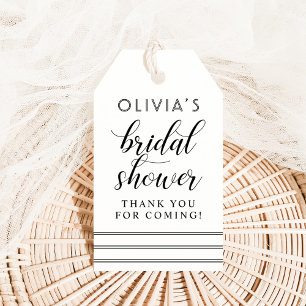 Modern Black White Script Wedding Shower Favor Gift Tags