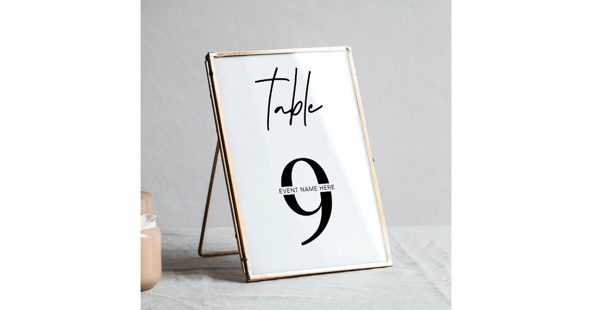 Modern Black & White Seating Chart Table Numbers Zazzle
