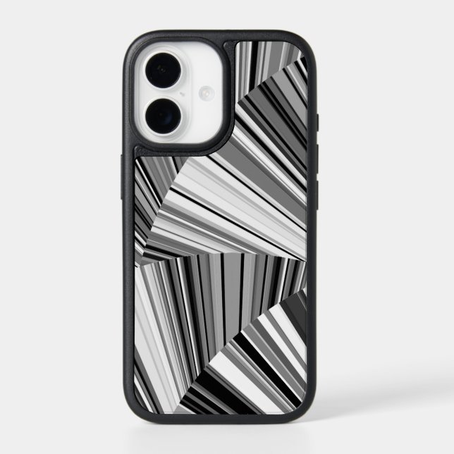 Modern Black White Silver Grey Gray Pattern Otterbox iPhone Case (Back)