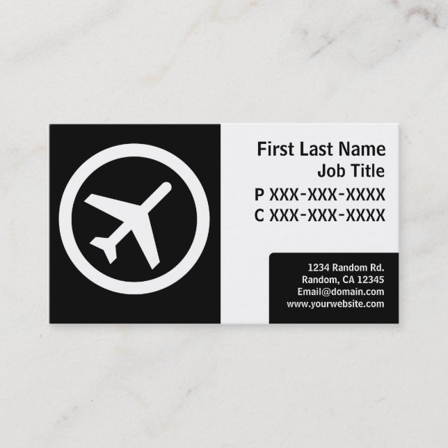 Modern black white simple airplane cards (Front)