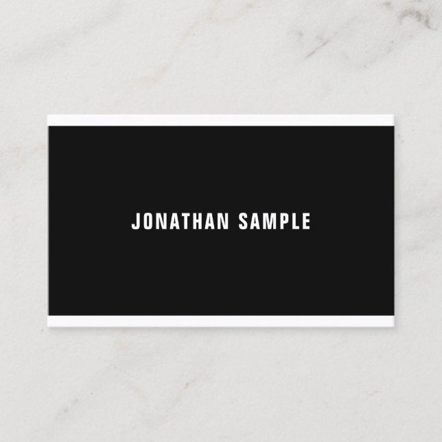 Modern Black White Simple Design Elegant Luxe Business Card (Front)