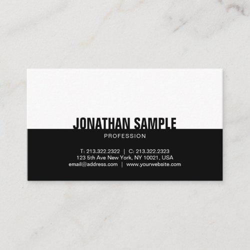 Modern BlackWhite Simple Elegant Plain Trendy Business Card
