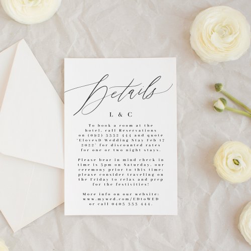 Modern Black  White Simple Monogram Wedding RSVP Card