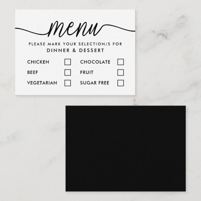 Modern Black & White Simple Script Menu Selection (Front/Back)