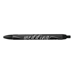 Modern Black & White Simple Script Wedding Favor Pen