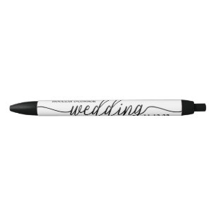 Modern Black & White Simple Script Wedding Favor Pen