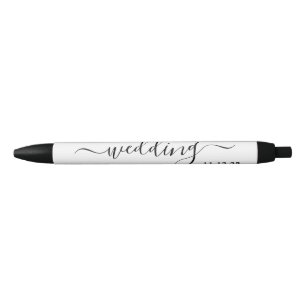 Modern Black & White Simple Script Wedding Favour Pen