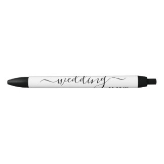 Modern Black & White Simple Script Wedding Favour Pen