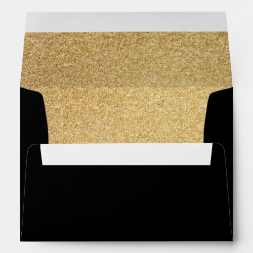 Modern Black  White Snowflake Gold Lined Envelope