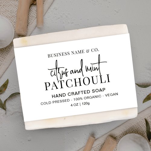 Modern Black  White Soap Belly Band Wrap Label