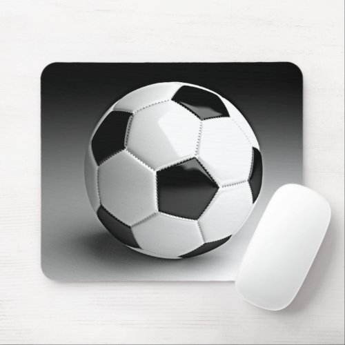 Modern Black White Soccer Sport Photography Mouse Pad