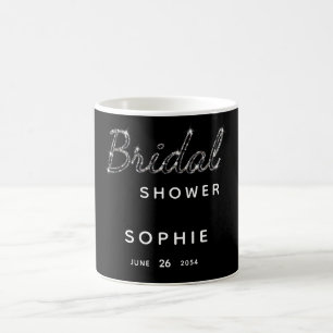 Modern Black White Sparkle Glitter Bridal Shower Coffee Mug