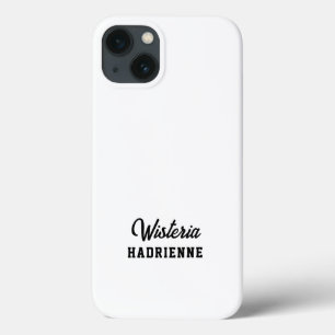 Modern Black White Sports Monogram Name iPhone 13 Case
