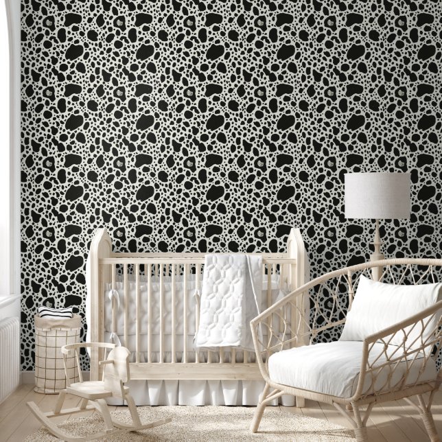 Modern Black & White Spot Wallpaper (Kids)