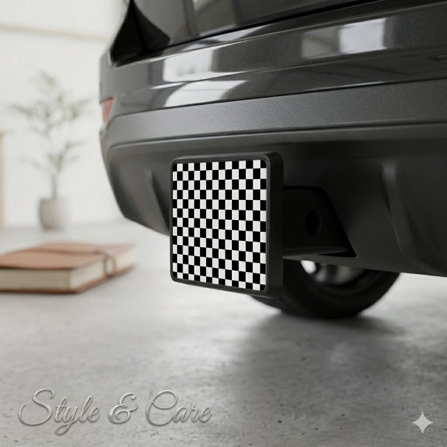 Modern Black White Square Pattern Hitch Cover (Modern Black White Square Pattern Hitch Cover)