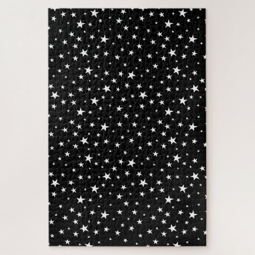 Modern Black White Stars Space Challenging Jigsaw Puzzle