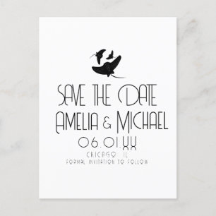 Modern Black White Stingray Save the Date Postcard
