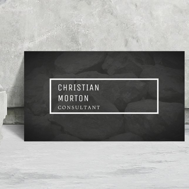 Modern Black White Stone Construction Business Card (Creator Uploaded)