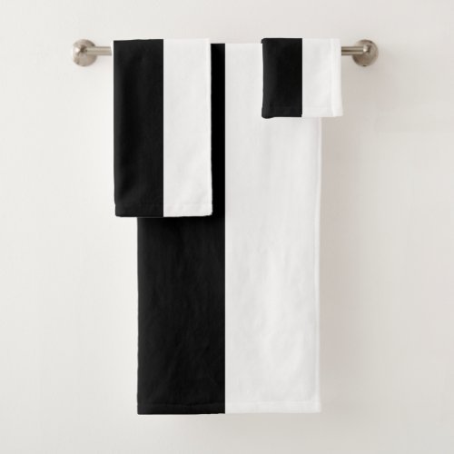 Modern Black  White Stripe Colorblock Bath Towel Set