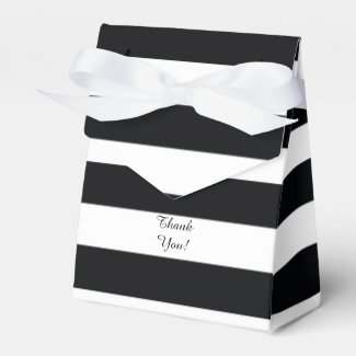 Modern Black White Striped Favor Box