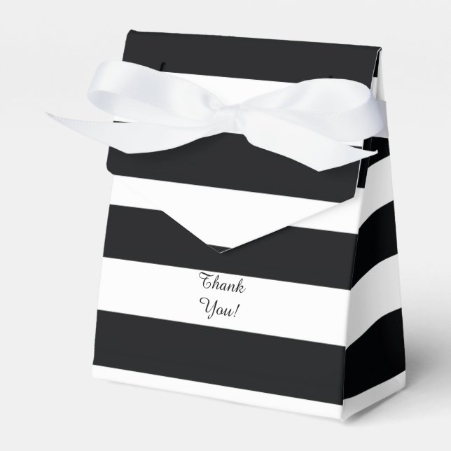 Modern Black White Striped Favor Box (Front Side)