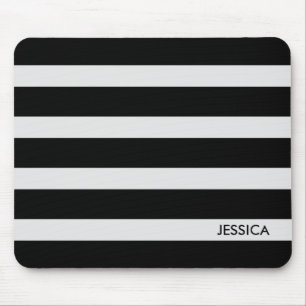 Modern Black & White Stripes 2 Mouse Pad