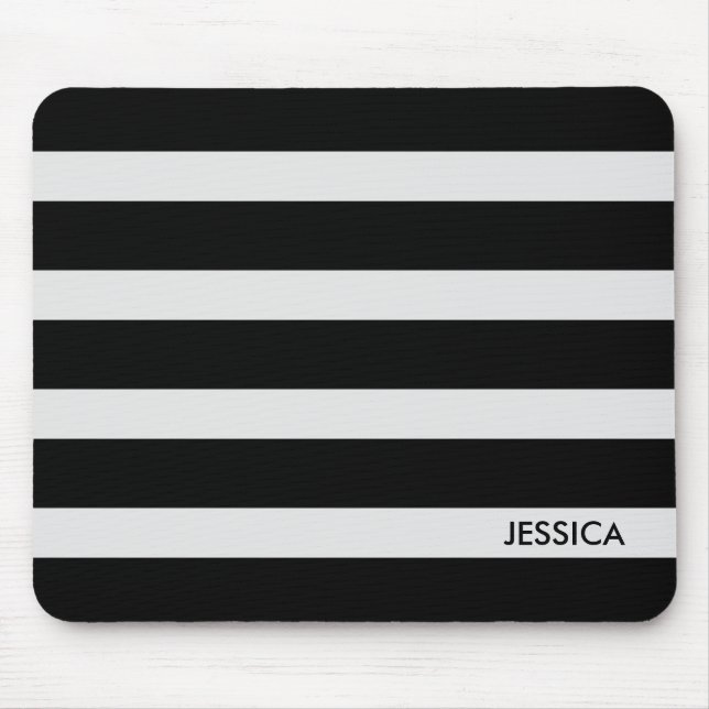 Modern Black & White Stripes 2 Mouse Pad (Front)