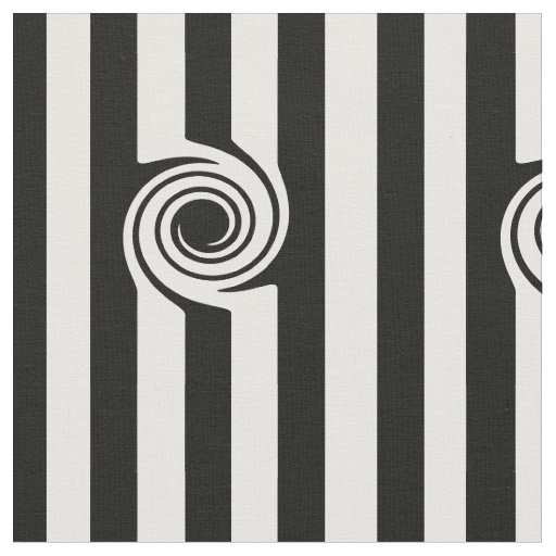 Modern Black white stripes and swirl abstract Fabric
