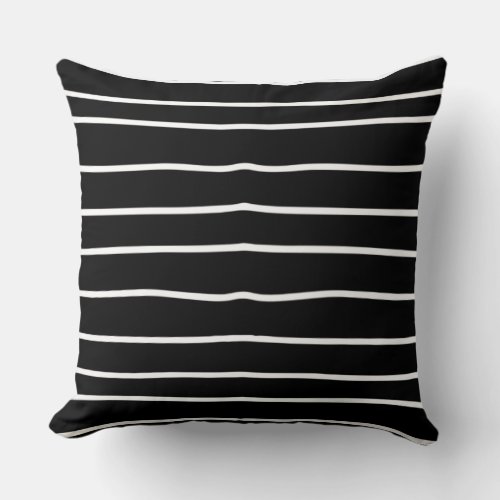 Modern black white stripes decorative chic trendy  throw pillow