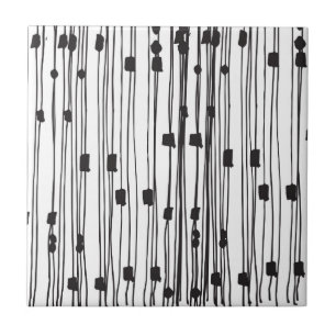 Modern black white stripes dots squares pattern ceramic tile