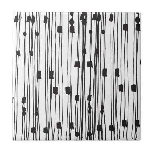 Modern black white stripes dots squares pattern ceramic tile