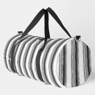 Modern black white stripes duffle bag