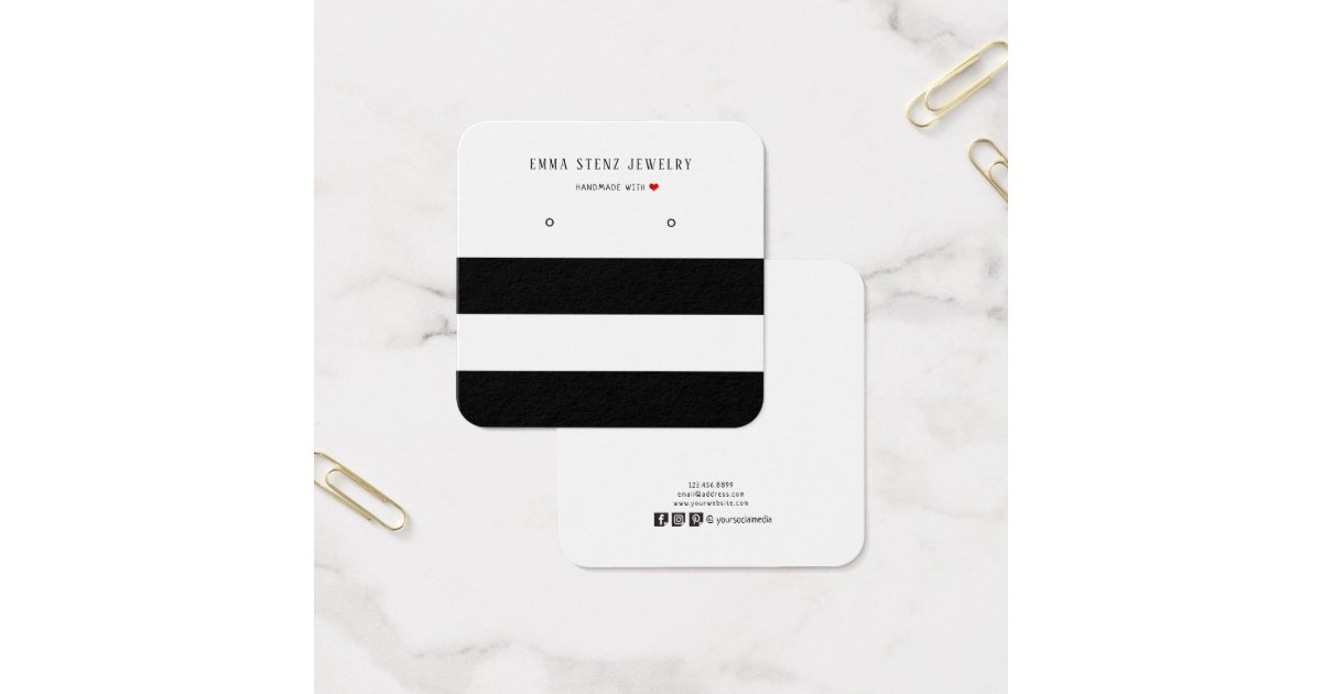 White Plain Simple Custom Earring Card