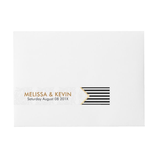 Modern Black & White Stripes Geometric Design Wrap Around Address Label (Front)