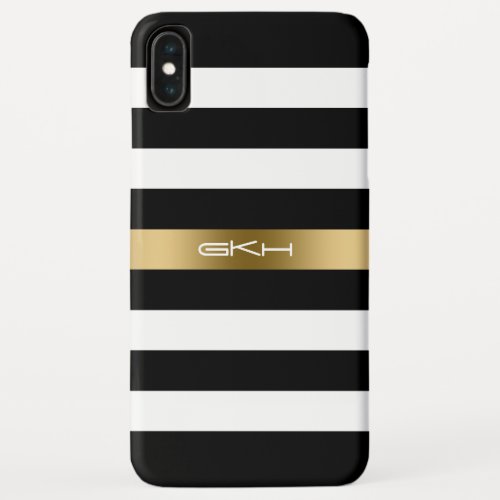 Modern Black  White Stripes Gold Accent iPhone XS Max Case