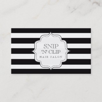 Modern Black & White Stripes Hair Stylist Cards by Pip_Gerard at Zazzle