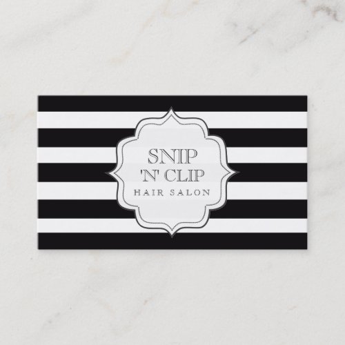 Modern Black  White Stripes Hair Stylist Cards