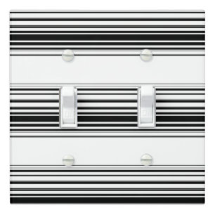 Modern black white stripes light switch cover