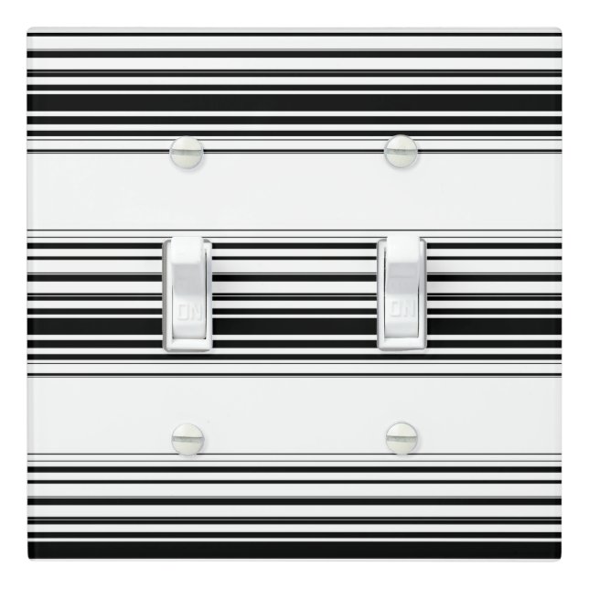 Modern black white stripes light switch cover (In Situ)