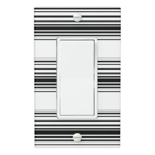Modern black white stripes light switch cover
