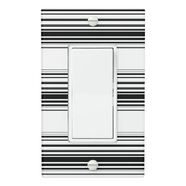Modern black white stripes light switch cover (In Situ)