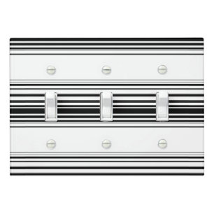Modern black white stripes light switch cover