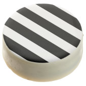 Modern Black White Stripes Pattern Chocolate Covered Oreo (Angled)